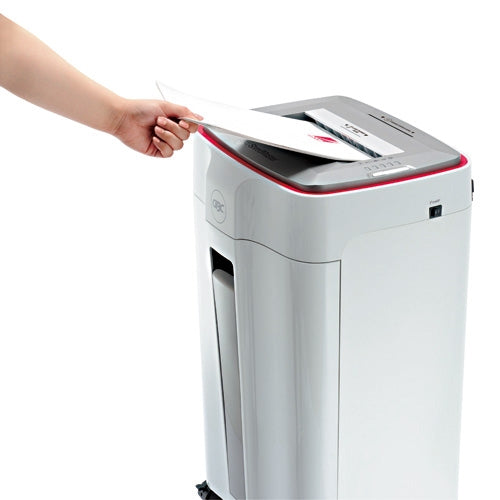 GBC ShredMaster 35SX P-4 cross cut office shredder with 19-21 sheet capacity, 36L pull-out bin, separate CD slot, Japan range design, includes free GBC oil sheets