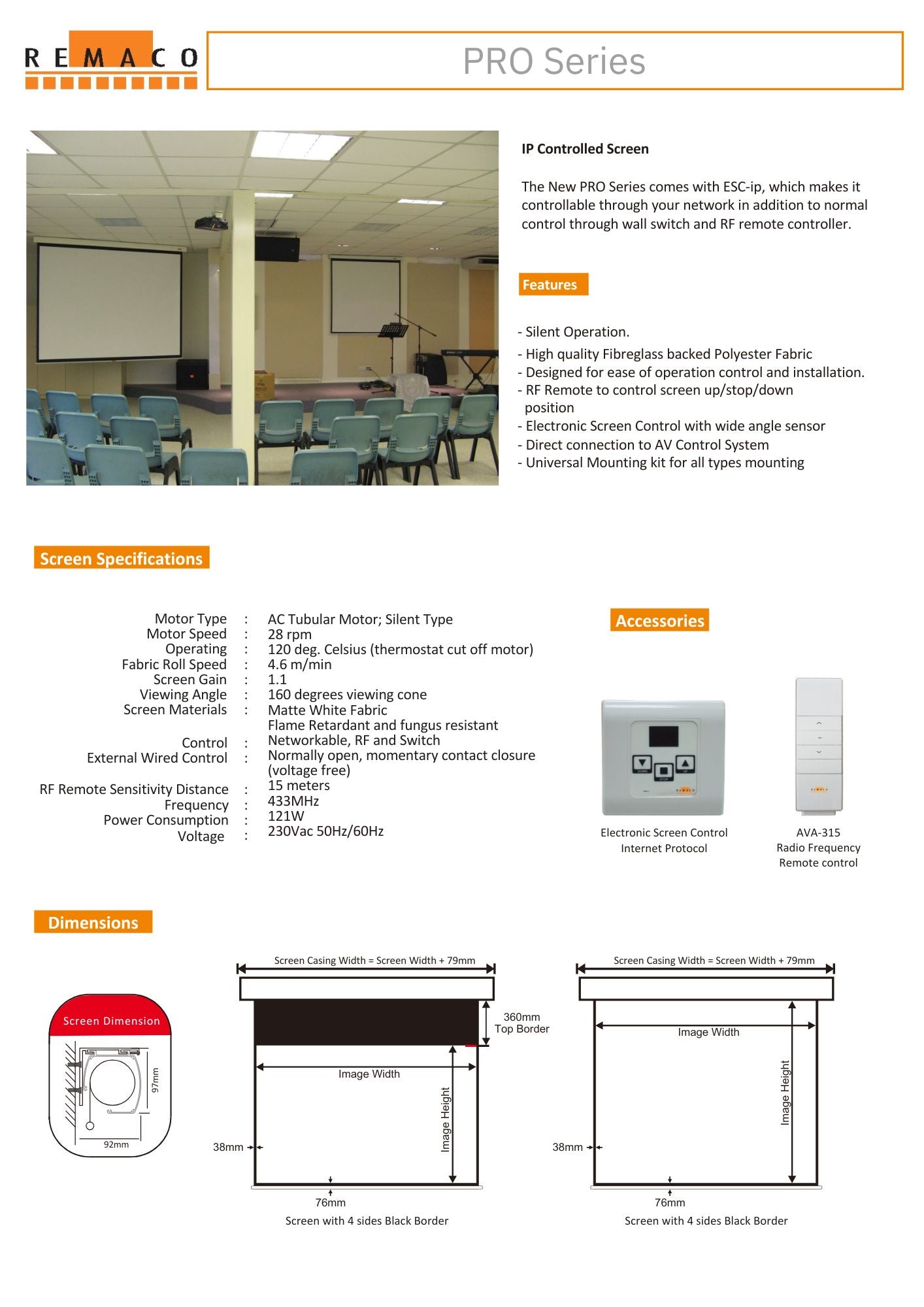 Remaco Pro Series Motorised Projector Screen