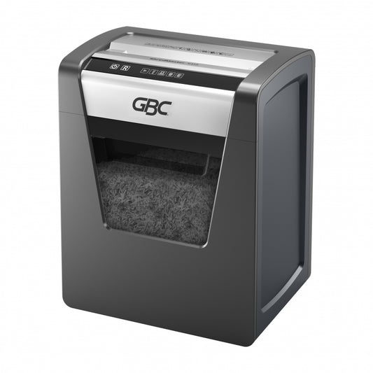 GBC ShredMaster M415 P-4 cross cut small office shredder with 15-17 sheet capacity, 23L bin, 2-hour continuous run time, includes free GBC oil sheets