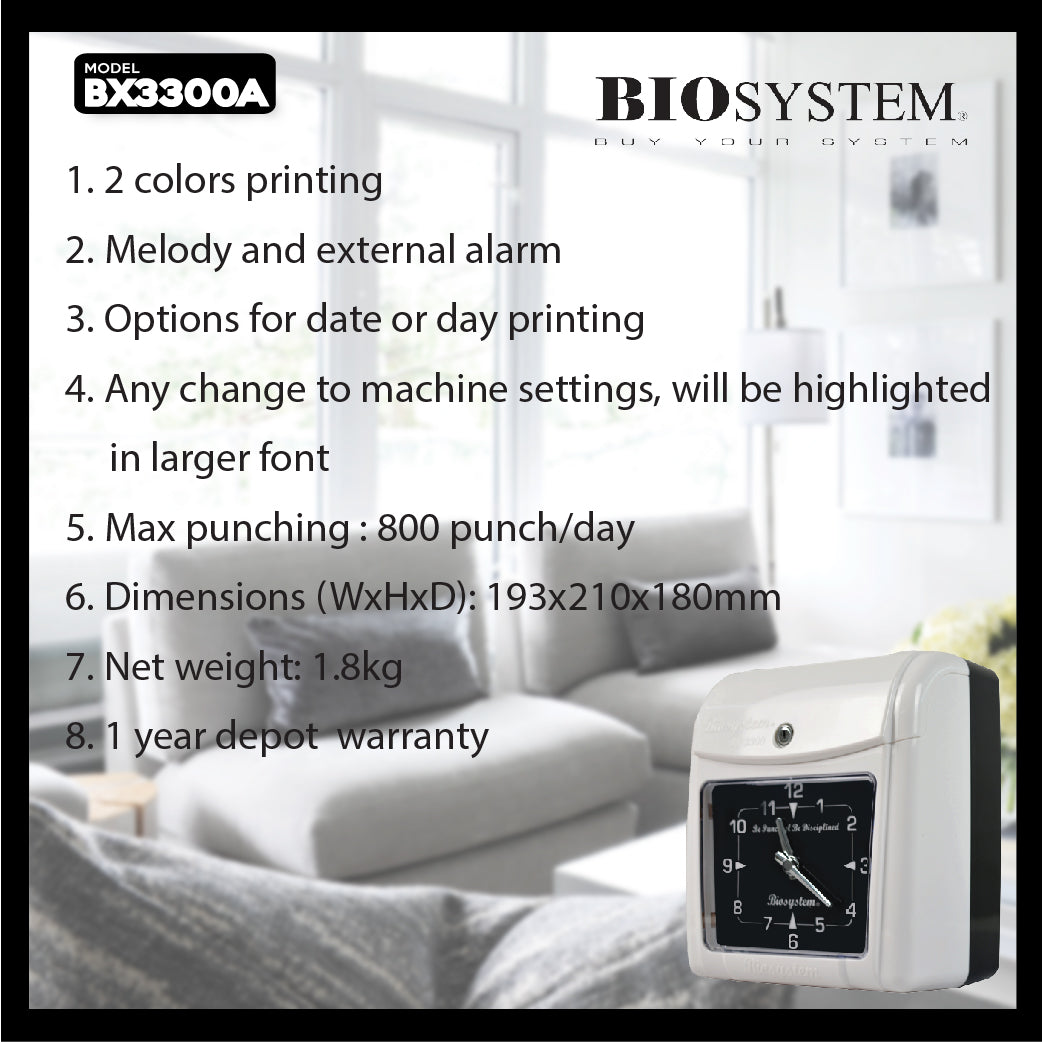 Biosystem BX3300A ( Analog ) Time Recorder Machine ( Heavy Duty )