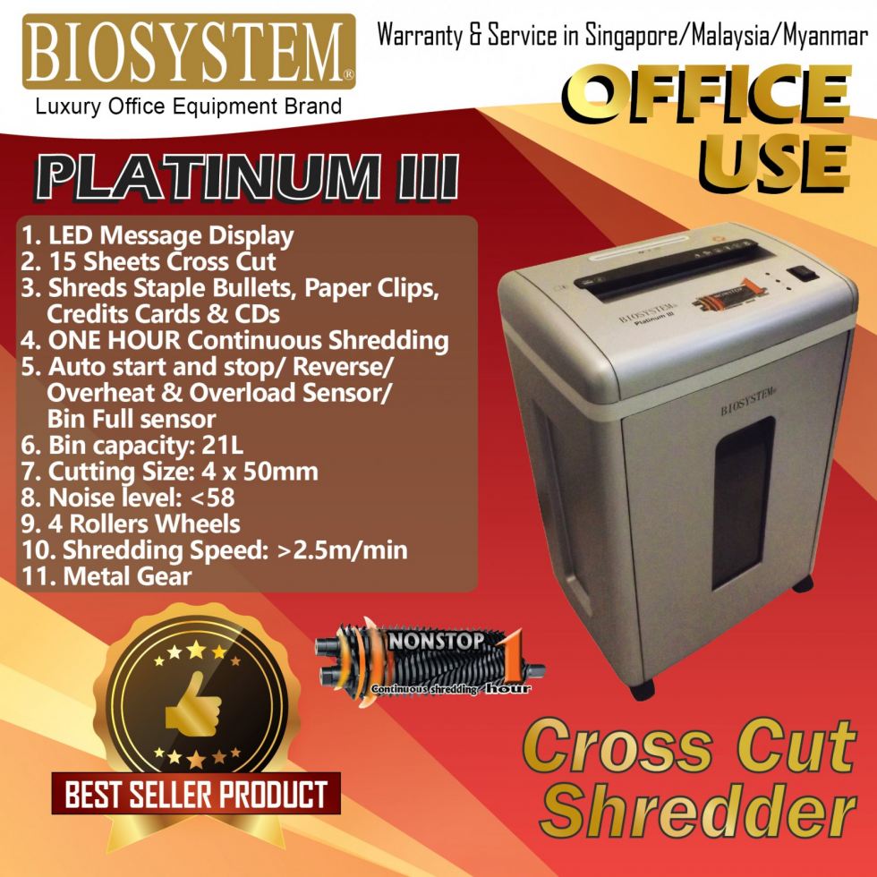 Biosystem Platinum III Cross Cut Shredder