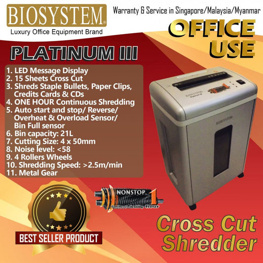 Biosystem Platinum III Cross Cut Shredder