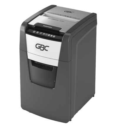 GBC ShredMaster Auto+ 150M P-5 micro cut auto feed shredder with 150 sheet capacity and 44L bin