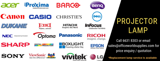 Please call 6631 8303 or email sales@officeworldsupplies.com for pricing / quotation on Projector Lamp