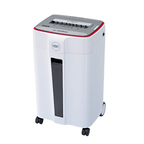 GBC ShredMaster 31SX P-4 cross cut office shredder with 14-16 sheet capacity, 30L pull-out bin, separate CD slot, modern Japan range design, includes free GBC oil sheets