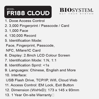 Biosystem Cloud Time Attendance System & Door Access System
