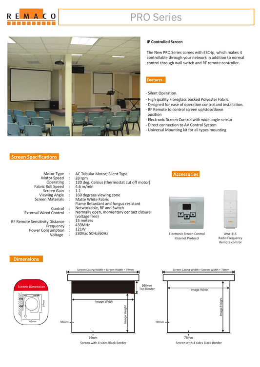 Remaco Pro Series Motorised Projector Screen