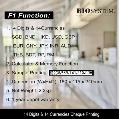 Biosystem F1 Cheque Writer